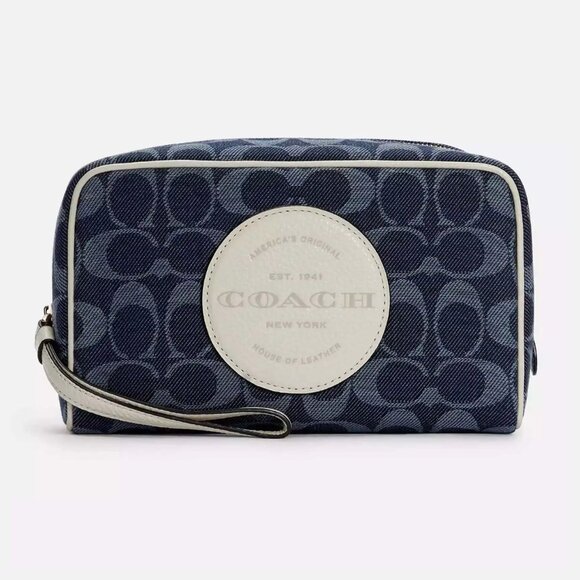Coach - Dempsey - Boxy Cosmetic Case 20 - Signature Denim With Coach Pattern - Picture 5 of 7